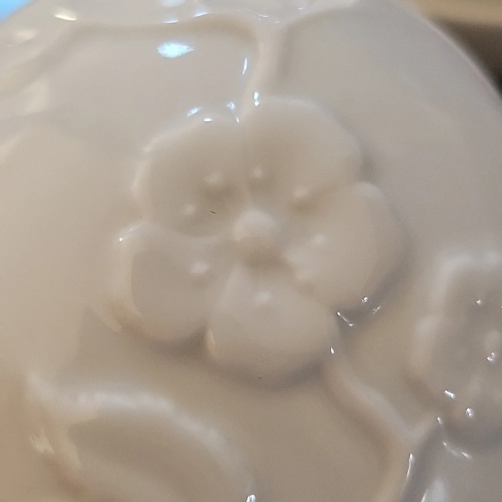 Limoges Figurine Porcelain Cherry Blossom Easter Egg Trinket White Embossed Box